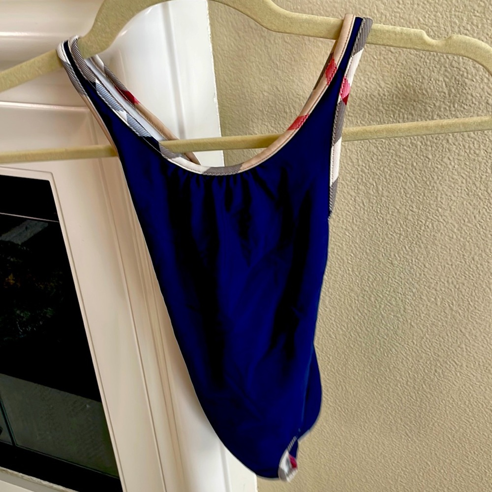 Kids Burberry one piece navy blue bathing suit, size 6